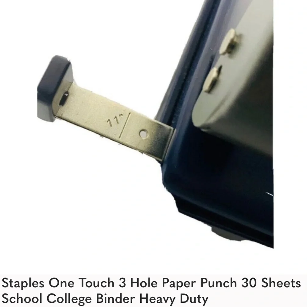 Like New-Staples One Touch 3Hole Paper Punch 30 Sheets School College Heavy duty